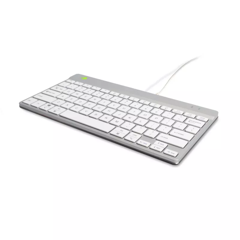 R-Go Tools ergonominė klaviatūra R-Go Compact Break, kompaktiška klaviatūra su pertraukų programine įranga, QWERTY (US), laidinė, balta
