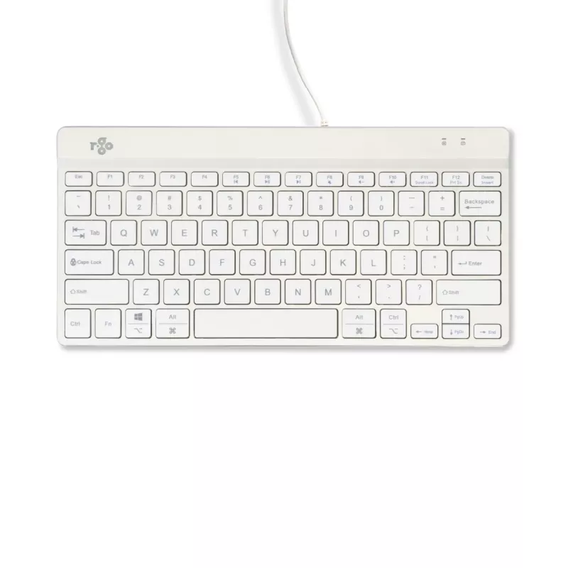 R-Go Tools ergonominė klaviatūra R-Go Compact Break, kompaktiška klaviatūra su pertraukų programine įranga, QWERTY (US), laidinė, balta