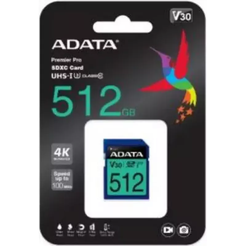 Flash atmintis ADATA 512 GB SDXC UHS-I Class 10 ASDX512GUI3V30S-R