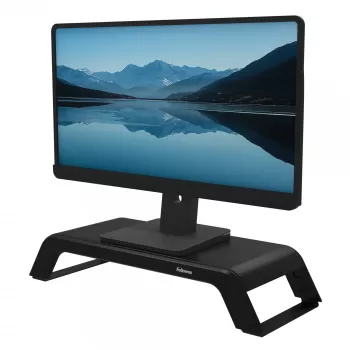Fellowes kompiuterio monitoriaus stovas su 3 aukščio reguliavimais - Hana LT monitoriaus pakyla - ergonomiškas reguliuojamas monitoriaus stovas kompiuteriams - maks. svoris 22,6 kg - juodas