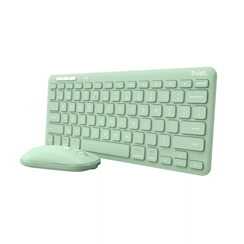 Trust Lyra klaviatūra su pele, biurui, RF belaidė + Bluetooth, QWERTY, JAV anglų, žalia