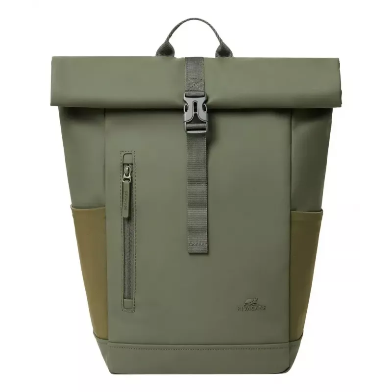Keliautojų kuprinė Rivacase Eden alyvuogių PU oda poliesteris rPET 250x160x430mm