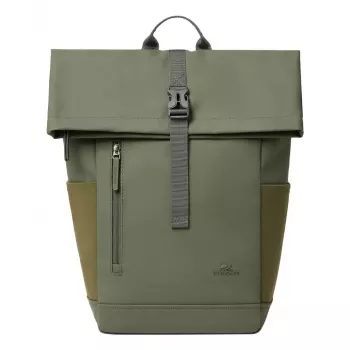 Keliautojų kuprinė Rivacase Eden alyvuogių PU oda poliesteris rPET 250x160x430mm