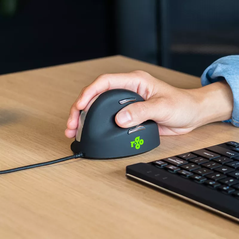R-Go Tools Ergonominė pelė R-Go HE Break su pertraukų programine įranga, vidutinė (rankos dydis 165-185 mm), dešiniarankiams, laidinė, juoda