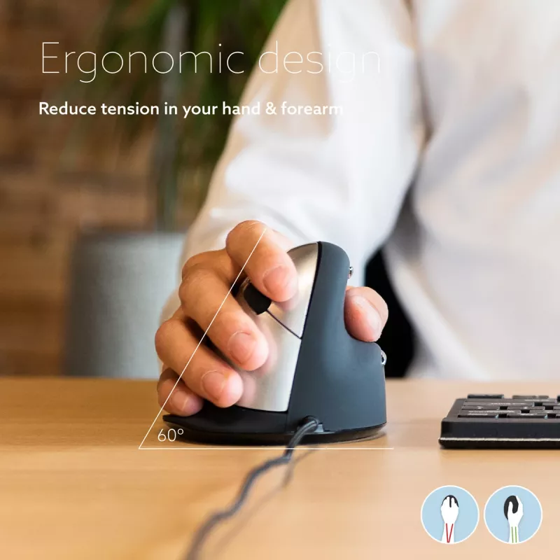 R-Go Tools Ergonominė pelė R-Go HE Break su pertraukų programine įranga, vidutinė (rankos dydis 165-185 mm), dešiniarankiams, laidinė, juoda