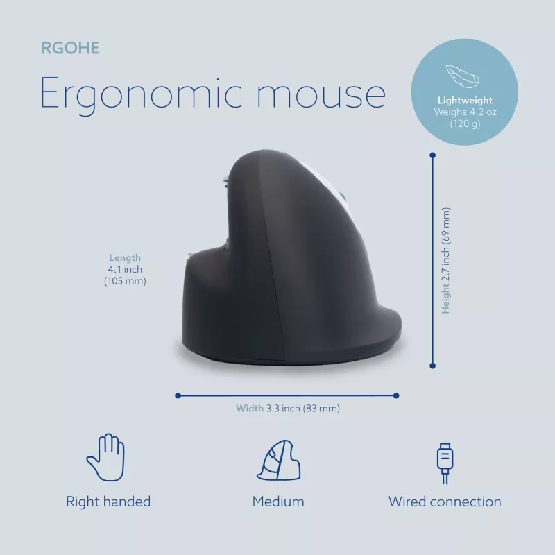 R-Go Tools Ergonominė pelė R-Go HE Break su pertraukų programine įranga, vidutinė (rankos dydis 165-185 mm), dešiniarankiams, laidinė, juoda