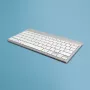 R-Go Tools ergonominė klaviatūra R-Go Compact Break, kompaktiška klaviatūra su pertraukų programine įranga, QWERTY (US), Bluetooth, balta