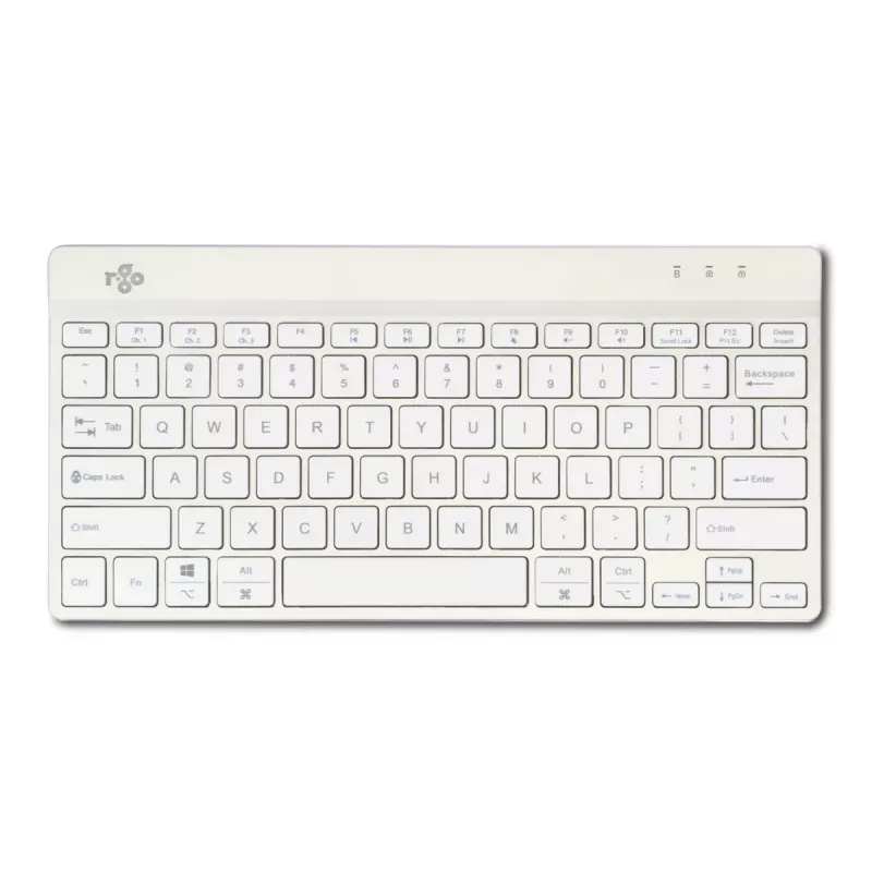 R-Go Tools ergonominė klaviatūra R-Go Compact Break, kompaktiška klaviatūra su pertraukų programine įranga, QWERTY (US), Bluetooth, balta