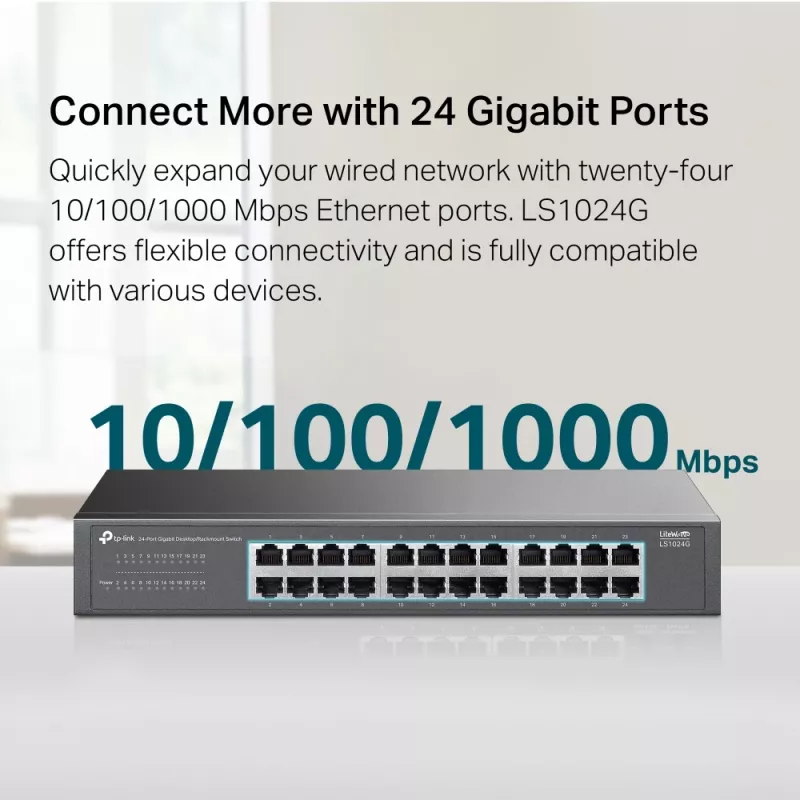 TP-Link LS1024G tinklo komutatorius nevaldomas Gigabit Ethernet (10/100/1000) Juodas