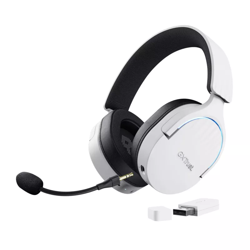 Trust GXT 491W FAYZO ausinės laidinės ir belaidės ant galvos žaidimams USB Type-C Bluetooth juoda, balta