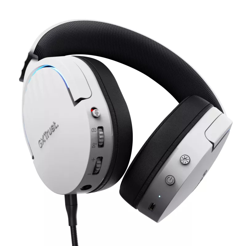 Trust GXT 491W FAYZO ausinės laidinės ir belaidės ant galvos žaidimams USB Type-C Bluetooth juoda, balta