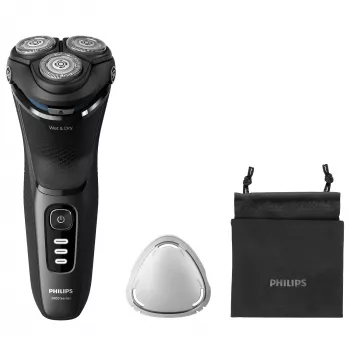 Elektrinis rotacinis barzdaskutė Philips 3000 Series S3244/12 – 3 galvutės, Wet & Dry, Li‑Ion, 60 min veikimo laikas, iššokantis kirpiklis, plaunamas, juodas