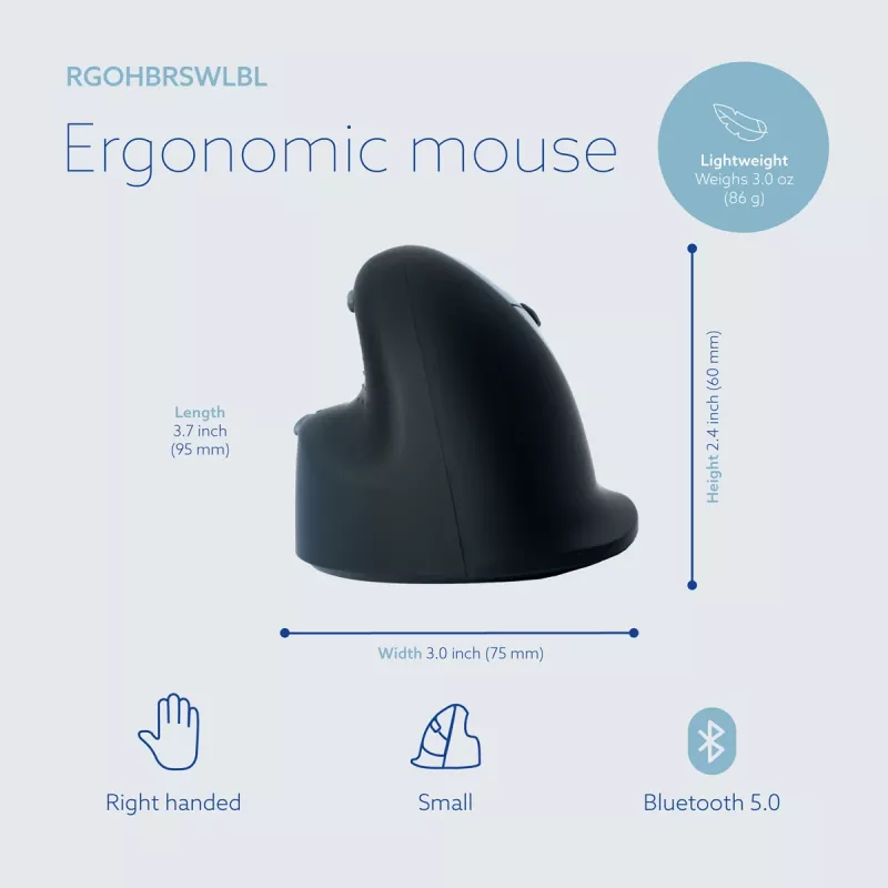 R-Go Tools ergonomiška pelė R-Go HE Break su pertraukų programine įranga, maža (plaštakos dydis ˂165 mm), dešiniarankiams, laidinė, juoda