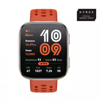 Išmanusis laikrodis Amazfit Bip 6 — 1,97 colio AMOLED, 390×450, GPS, 64 MB RAM, 512 GB „flash“, 340 mAh, 27,9 g, raudonas silikoninis dirželis