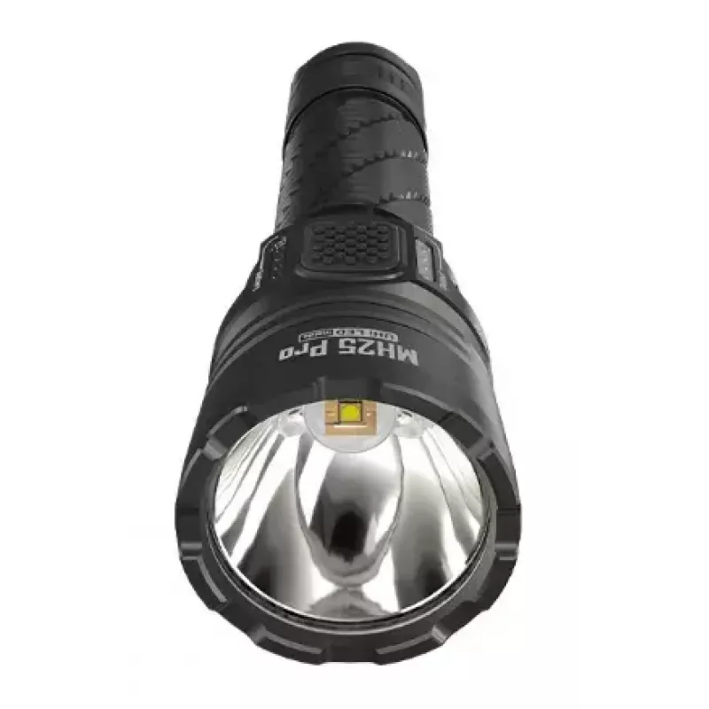 Rankinis žibintuvėlis Nitecore MH25 Pro — aliuminis, vienas LED, įkraunamas per USB, atsparus vandeniui iki 2 m, atsparus smūgiams, 153,6 mm, 130 g, juodas