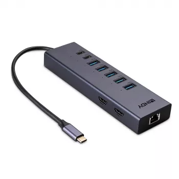 Docking Station Lindy DST-Mini Duo USB-C nešiojamojo kompiuterio mini dokinė stotelė 2x 4K HDMI