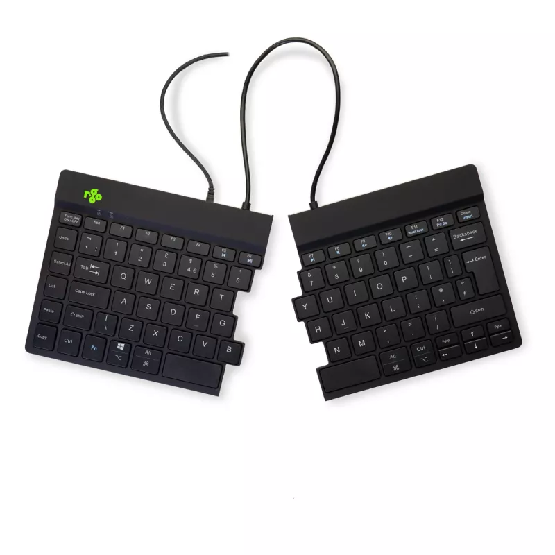 R-Go Tools Ergonominė klaviatūra R-Go Split Break v2 su pertraukų programine įranga, ergonomiška padalyta klaviatūra, QWERTY (UK), laidinė, juoda