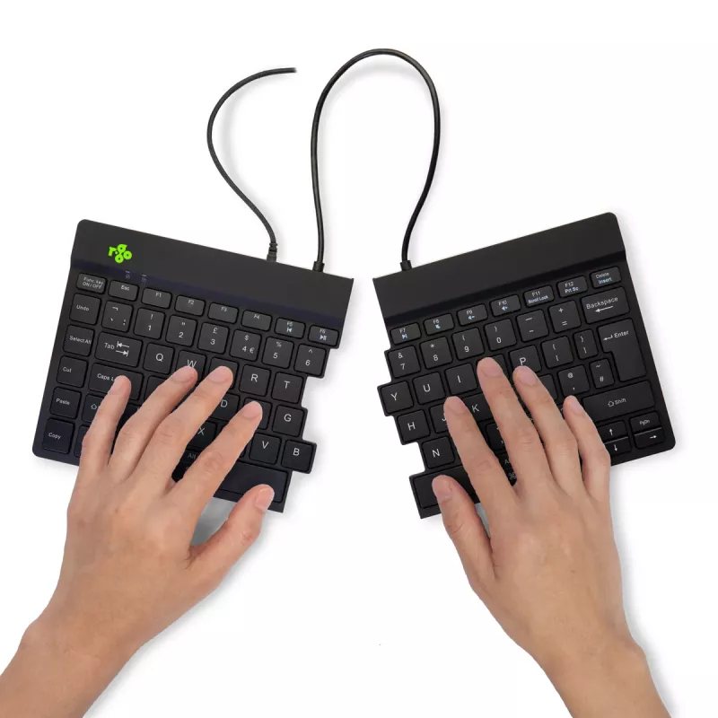R-Go Tools Ergonominė klaviatūra R-Go Split Break v2 su pertraukų programine įranga, ergonomiška padalyta klaviatūra, QWERTY (UK), laidinė, juoda