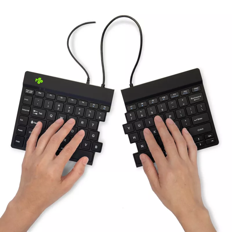 R-Go Tools Ergonominė klaviatūra R-Go Split Break v2 su pertraukų programine įranga, ergonomiška atskirta klaviatūra, QWERTY (US), laidinė, juoda