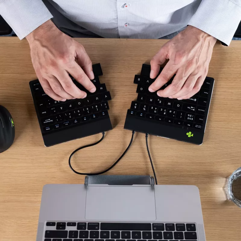 R-Go Tools Ergonominė klaviatūra R-Go Split Break v2 su pertraukų programine įranga, ergonomiška atskirta klaviatūra, QWERTY (US), laidinė, juoda