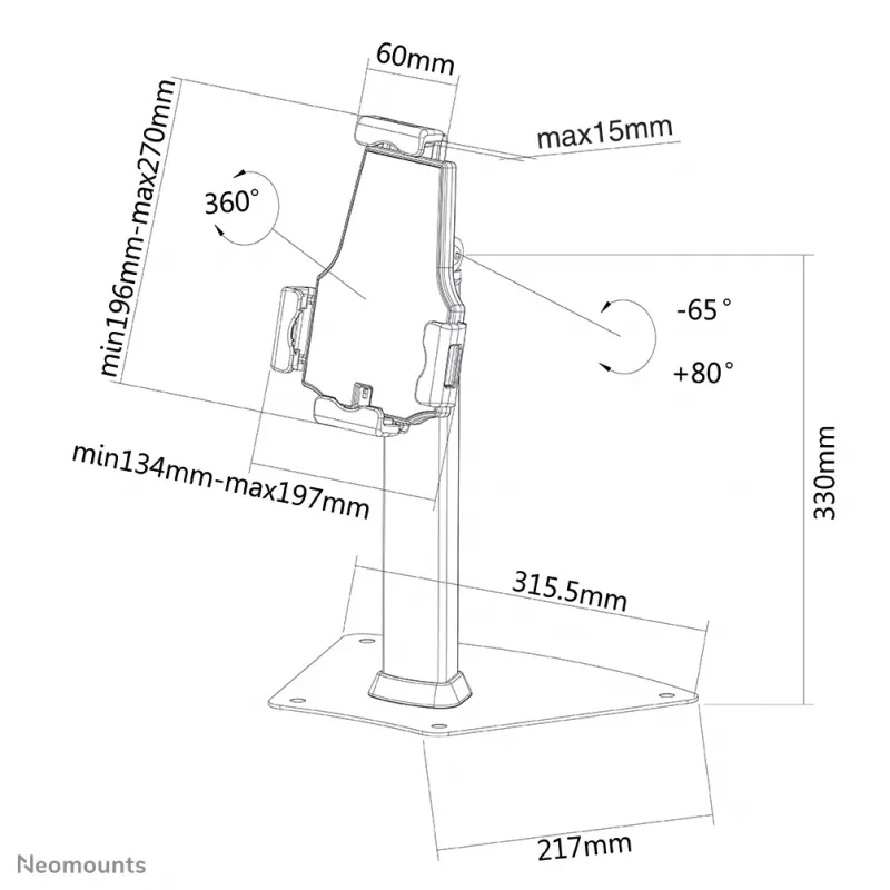 Neomounts TABLET-D150Sidabrinė Tablet stovas stalo 7.9-10.5 col. - užrakinamas - universalus