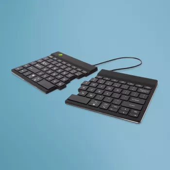 Ergonomiška klaviatūra „R-Go Split Break“ su pertraukų programine įranga, ergonomiška atskirta klaviatūra, QWERTY (US), Bluetooth, juoda