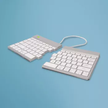 R-Go Tools ergonominė klaviatūra R-Go Split Break su pertraukų programine įranga, ergonomiška padalinta klaviatūra, QWERTY (US), Bluetooth, balta