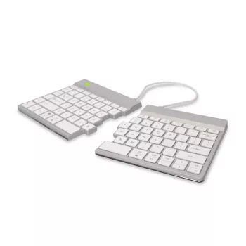 R-Go Tools ergonominė klaviatūra R-Go Split Break su pertraukų programine įranga, ergonomiška padalinta klaviatūra, QWERTY (US), Bluetooth, balta