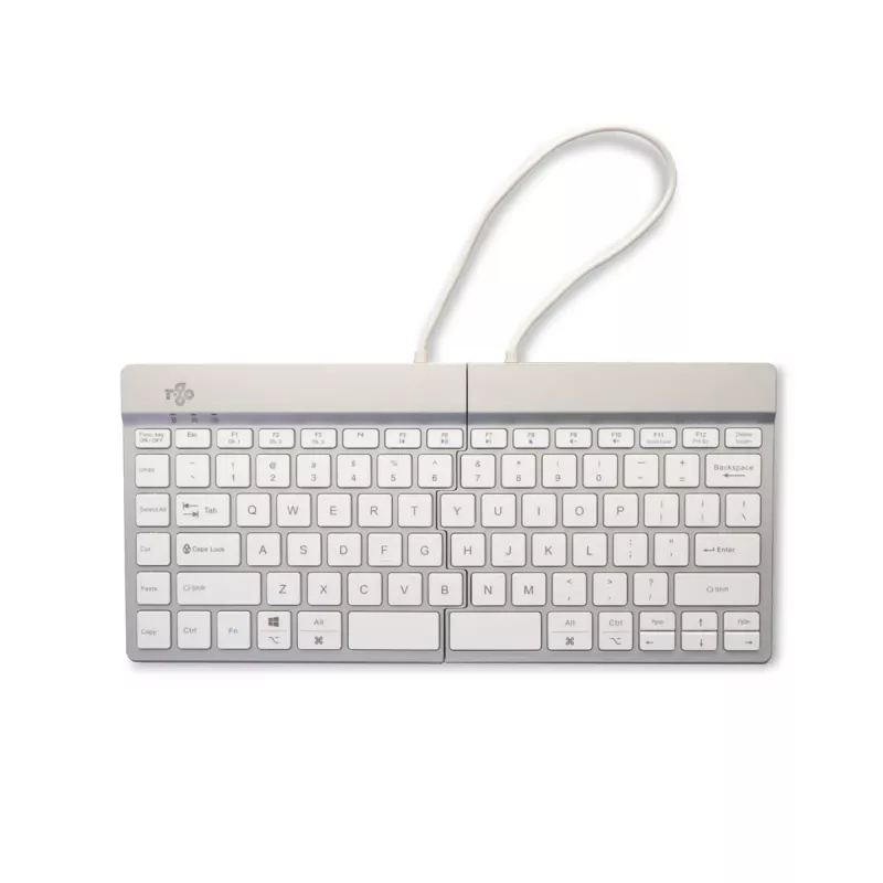 R-Go Tools ergonominė klaviatūra R-Go Split Break su pertraukų programine įranga, ergonomiška padalinta klaviatūra, QWERTY (US), Bluetooth, balta