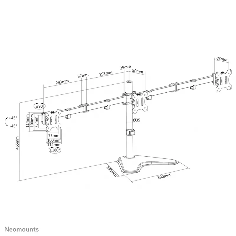 Neomounts monitoriaus stalinis stovas FPMA-D550DD3Juoda laisvai pastatomas 6 kg 13-27 col.