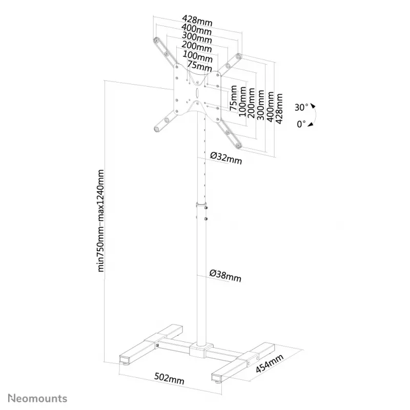 Neomounts NS-FS100Juoda grindų stovas 10-55 col.