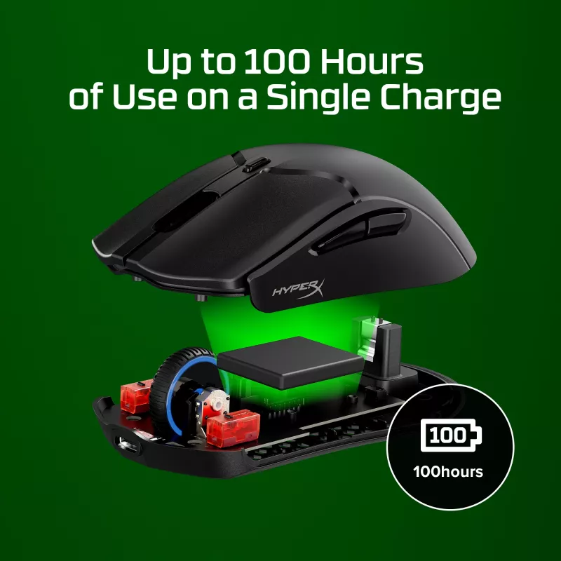 Belaidė žaidimų pelė KINGSTON HyperX Pulsefire Haste 2 Mini — abiem rankoms tinkama, 26 000 DPI, RF / Bluetooth / USB