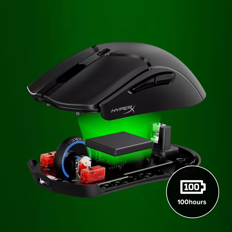 Belaidė žaidimų pelė KINGSTON HyperX Pulsefire Haste 2 Mini — abiem rankoms tinkama, 26 000 DPI, RF / Bluetooth / USB