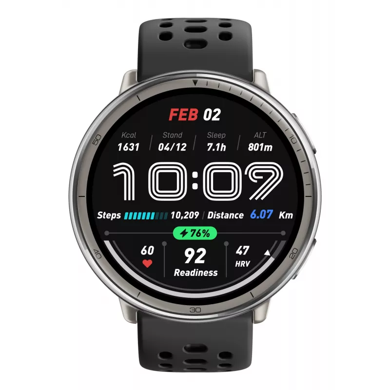 Amazfit W2433EU1N išmanusis laikrodis / sportinis laikrodis 3,35 cm (1,32 col.) AMOLED skaitmeninis 466 x 466 pikseliai jutiklinis sidabrinis