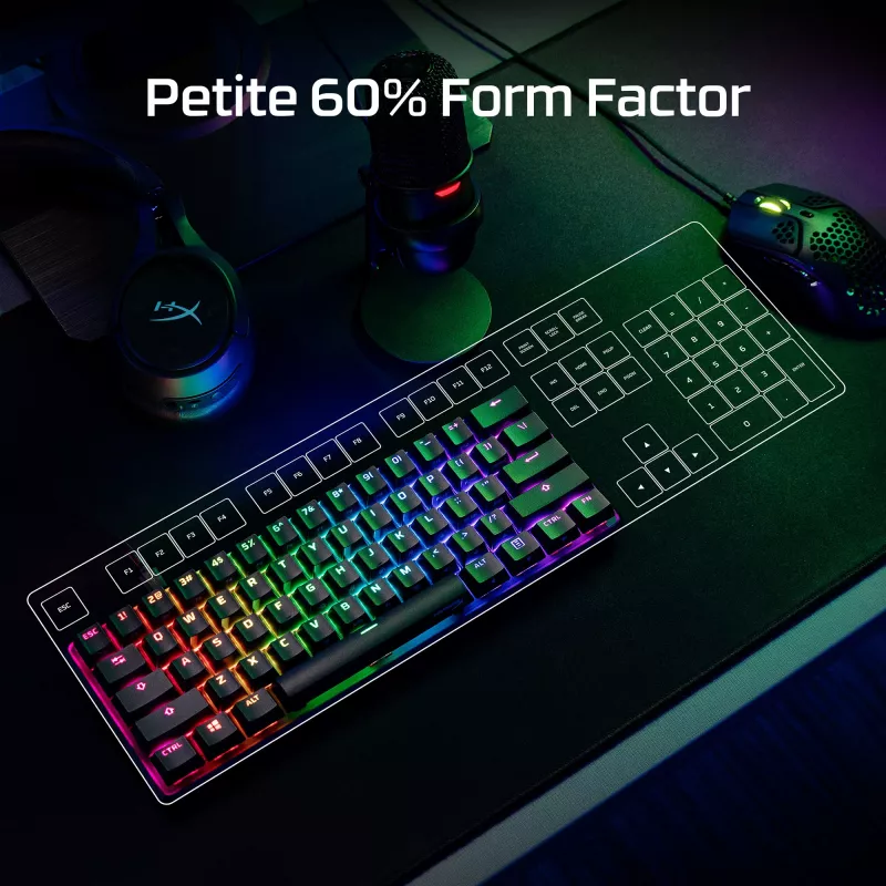 HyperX Alloy Origins 60 - mechaninė žaidimų klaviatūra - HX Red (US išdėstymas)