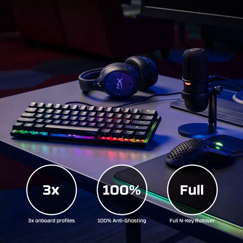 HyperX Alloy Origins 60 - mechaninė žaidimų klaviatūra - HX Red (US išdėstymas)