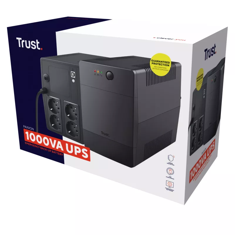 Trust Paxxon nepertraukiamo maitinimo šaltinis (UPS) 1 kVA 600 W 4 kintamosios srovės išvadai (-ų)