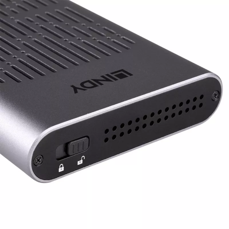 Lindy USB 3.2 Gen 2x2 dvigubas M.2 NVMe SSD korpusas su klonavimo funkcija