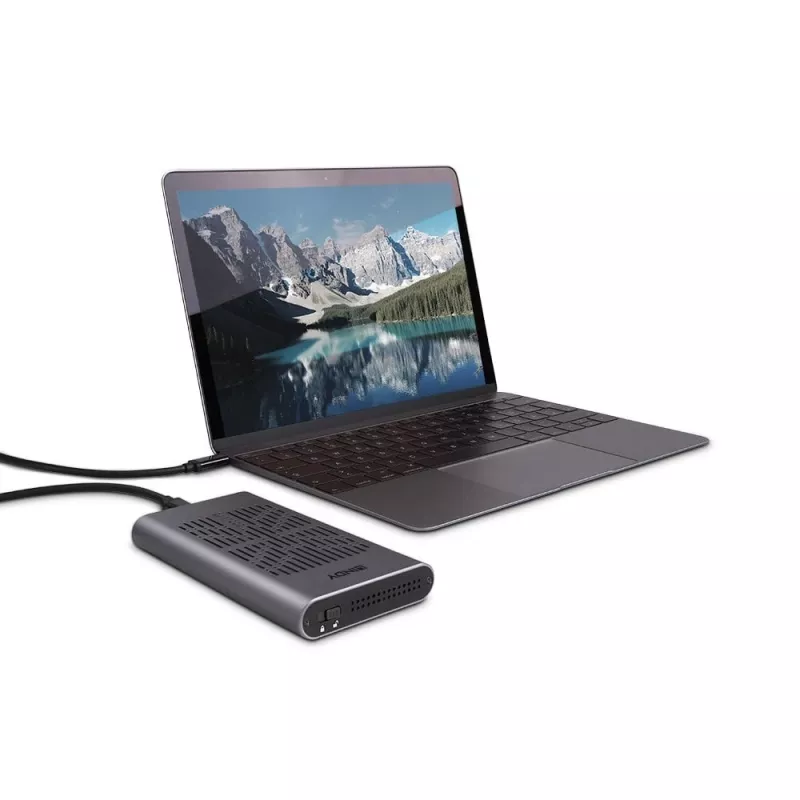 Lindy USB 3.2 Gen 2x2 dvigubas M.2 NVMe SSD korpusas su klonavimo funkcija