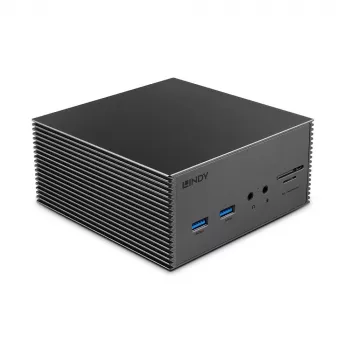 “Lindy DST-Pro 101”, USB-C nešiojamojo kompiuterio prijungimo stotelė su 4K palaikymu ir 100 W maitinimo bloku