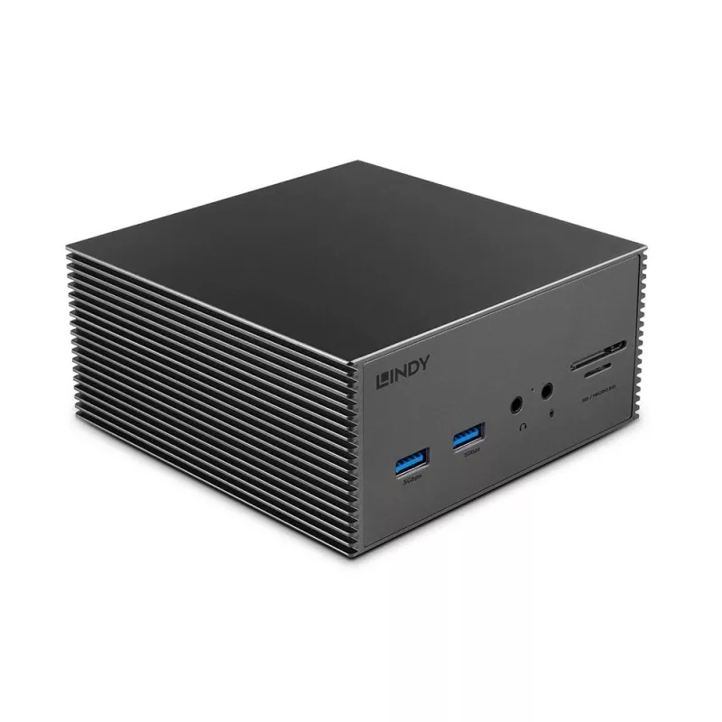 “Lindy DST-Pro 101”, USB-C nešiojamojo kompiuterio prijungimo stotelė su 4K palaikymu ir 100 W maitinimo bloku