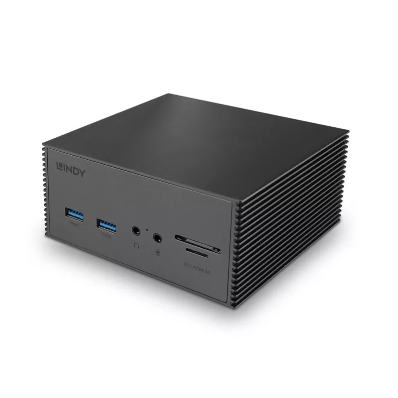 “Lindy DST-Pro 101”, USB-C nešiojamojo kompiuterio prijungimo stotelė su 4K palaikymu ir 100 W maitinimo bloku