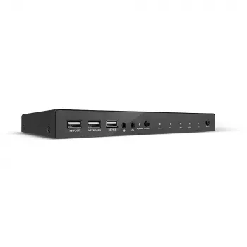 Lindy KVM jungiklis HDMI 18G USB 2.0 Audio 4 prievadų 4K Ultra HD