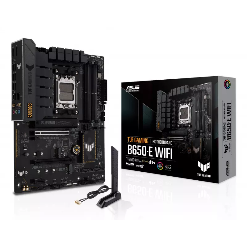 Pagrindinė plokštė ASUS TUF GAMING B650-E WIFI ATX Socket AM5 DDR5 4x DIMM 192GB Wi‑Fi 6E Bluetooth 5.3 3x M.2 2.5Gb LAN