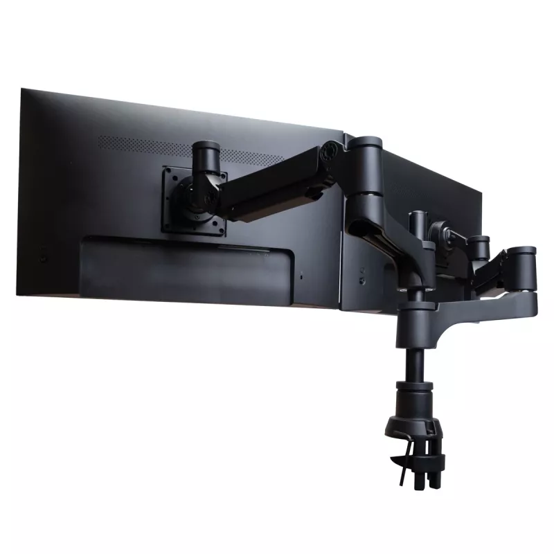 R-Go Tools Monitorio rankena R-Go Caparo Dual, dviem monitoriams, reguliuojama su dujine spyruokle, 3-9 kg keliamoji galia, 100% cirkuliari, juoda