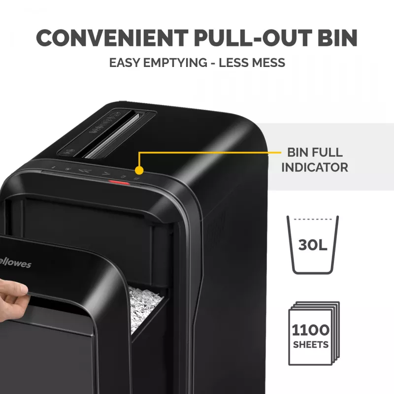 Fellowes LX Series 5050401 popieriaus smulkintuvas, mikropjovimo smulkinimas, 65 dB, juodas