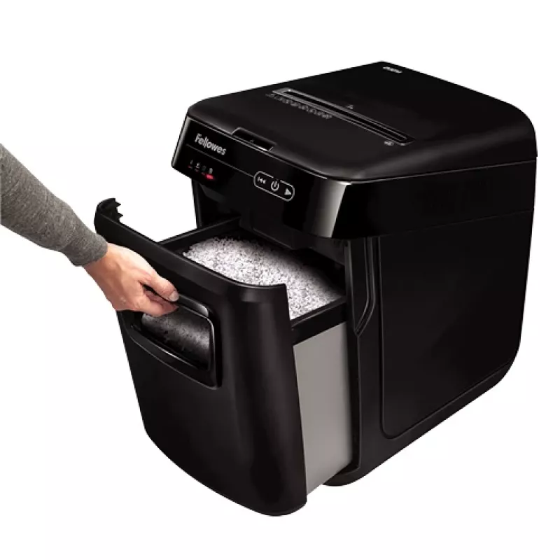Fellowes AutoMax 200M popieriaus smulkintuvas, mikro pjovimo smulkinimas, juodas