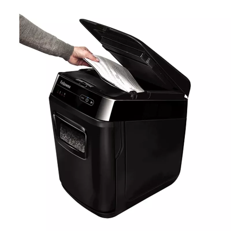 Fellowes AutoMax 200M popieriaus smulkintuvas, mikro pjovimo smulkinimas, juodas