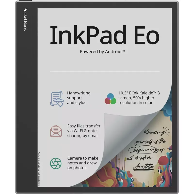 El. knygų skaitytuvas PocketBook InkPad Eo 10,3 colio 64 GB Wi‑Fi — 10,3 colio E Ink Kaleido, jutiklinis ekranas, MicroSD