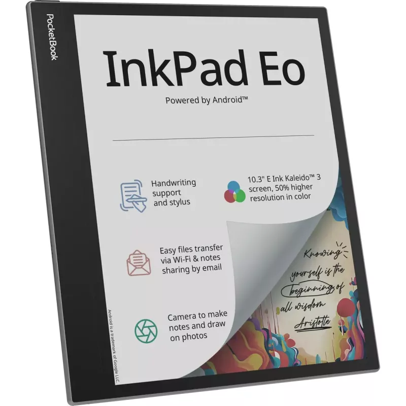 El. knygų skaitytuvas PocketBook InkPad Eo 10,3 colio 64 GB Wi‑Fi — 10,3 colio E Ink Kaleido, jutiklinis ekranas, MicroSD